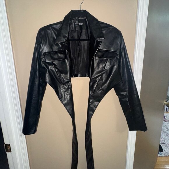 SHEIN Cropped Faux Leather Blazer M - Picture 2 of 6